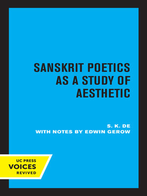 cover image of Sanskrit Poetics as a Study of Aesthetic